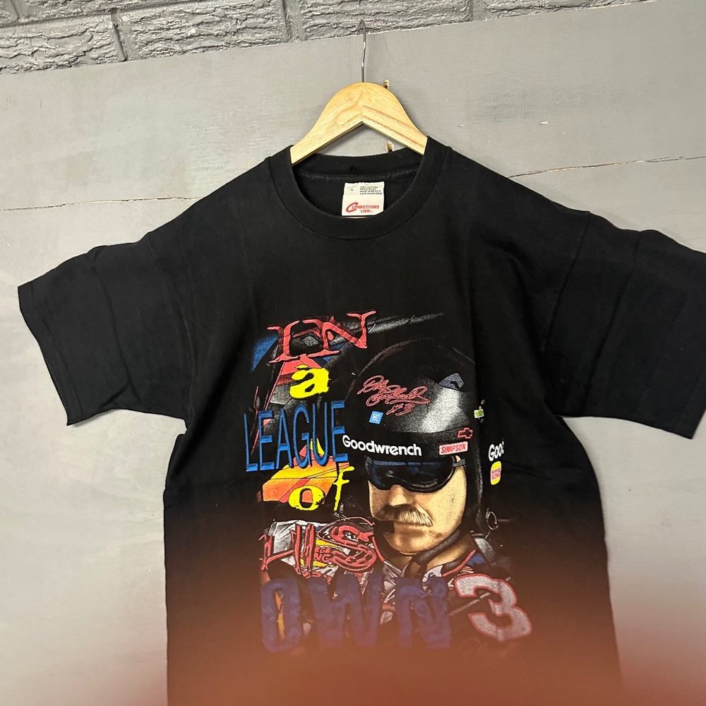 Vintage Dale‎ Earnhardt NASCAR Shirt Competitors View Black Graphic Tee Large